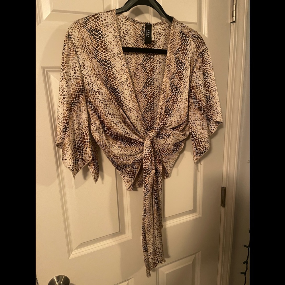 Snake Print Front Tie Top